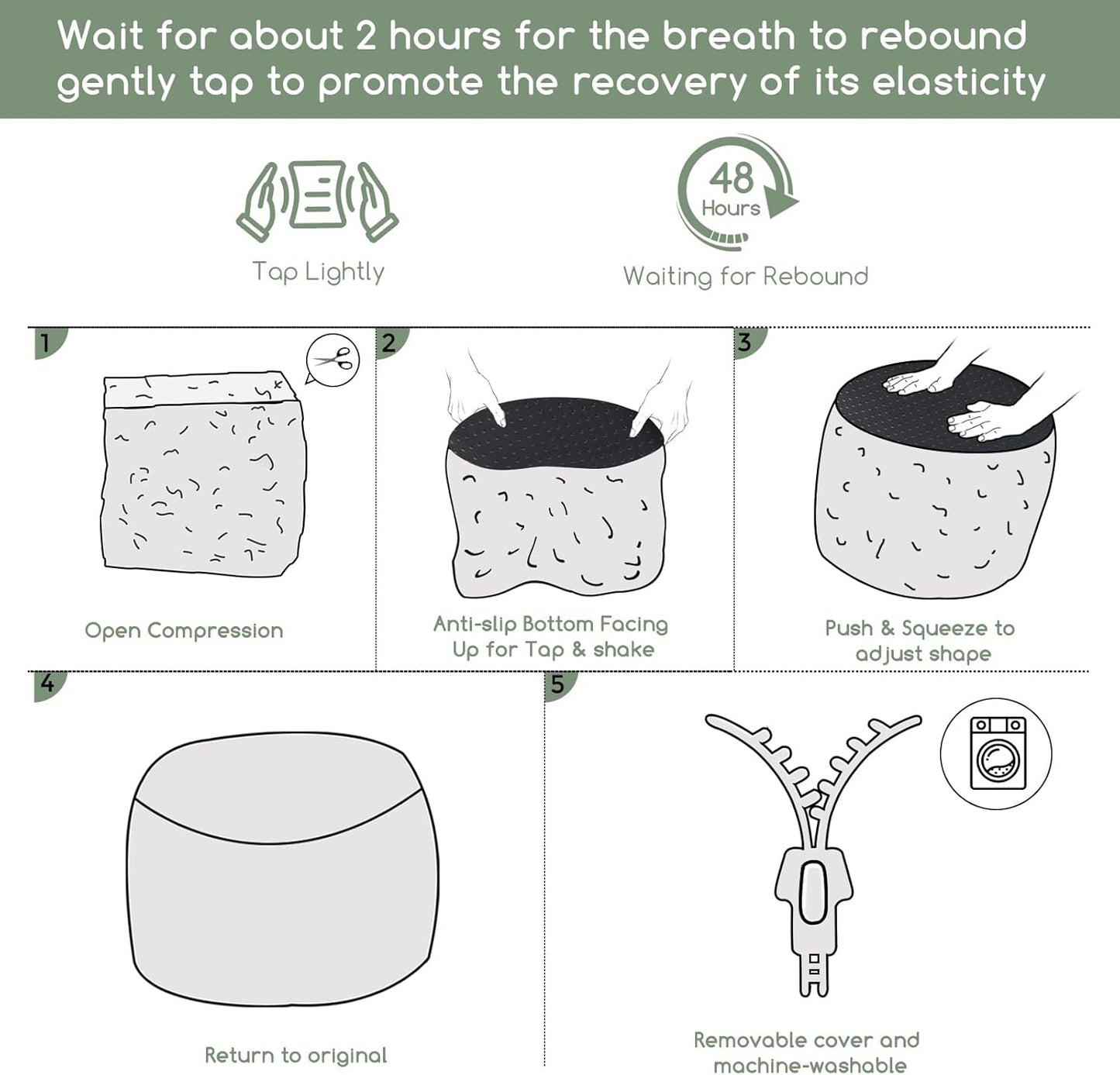 HIGOGOGO Round Stuffed Pouf Ottoman, Long Faux Fur Poufs with Foam Chunk Filling, Fluffy and Furry Pouf Foot Stool Storage Ottoman, 20 X 15 Floor Poufs Foot Rest for Living Room, Snow Coffee