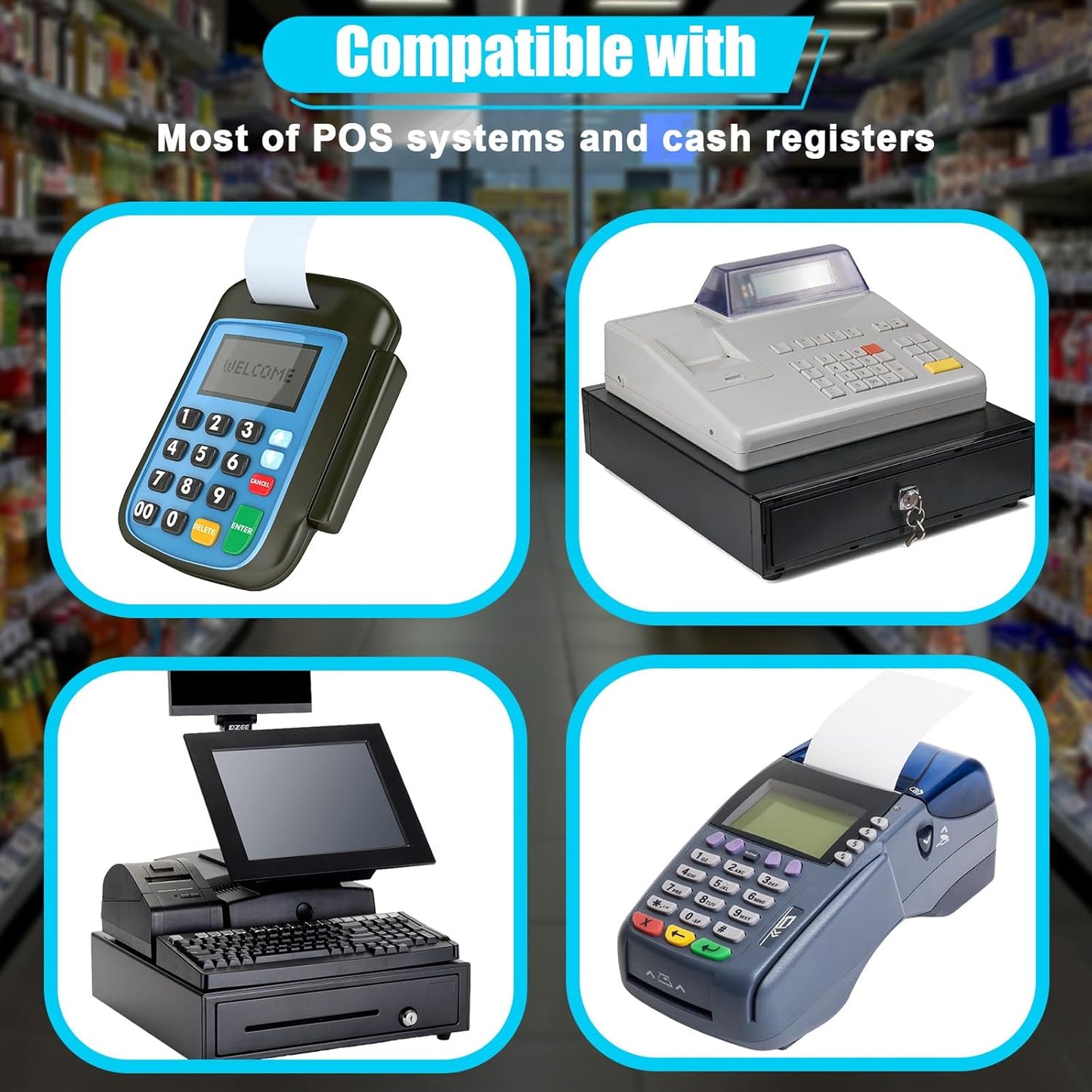 2 1/4" x 85' Thermal Paper Receipt Rolls 2.25 x 85 ft, 20 Rolls Thermal Printer Paper for Credit Card, Cash Register, POS Receipt, Square Credit Card Machines