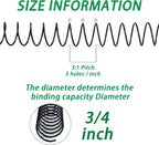 RAYSON 19mm Wire Spiral Coil Binding, 3:1 Pitch, 3/4" Metal Spiral Binding Coil 160 Sheets Capacity, Black Color & Pack of 50