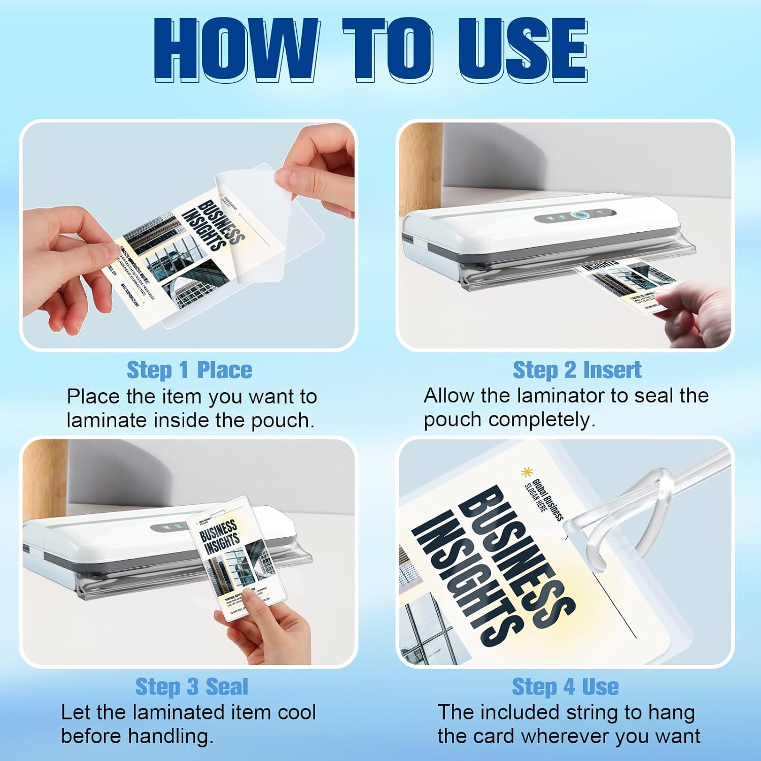XUWAIDSGN 200 Pieces 5 Mil 2 1/2" x 4 1/4" Laminating Luggage Tags with Loops Thermal Lanyard Laminating Pouches Resealable for Work Permits Pass Cards Student ID Cards (200, 5 Mil)