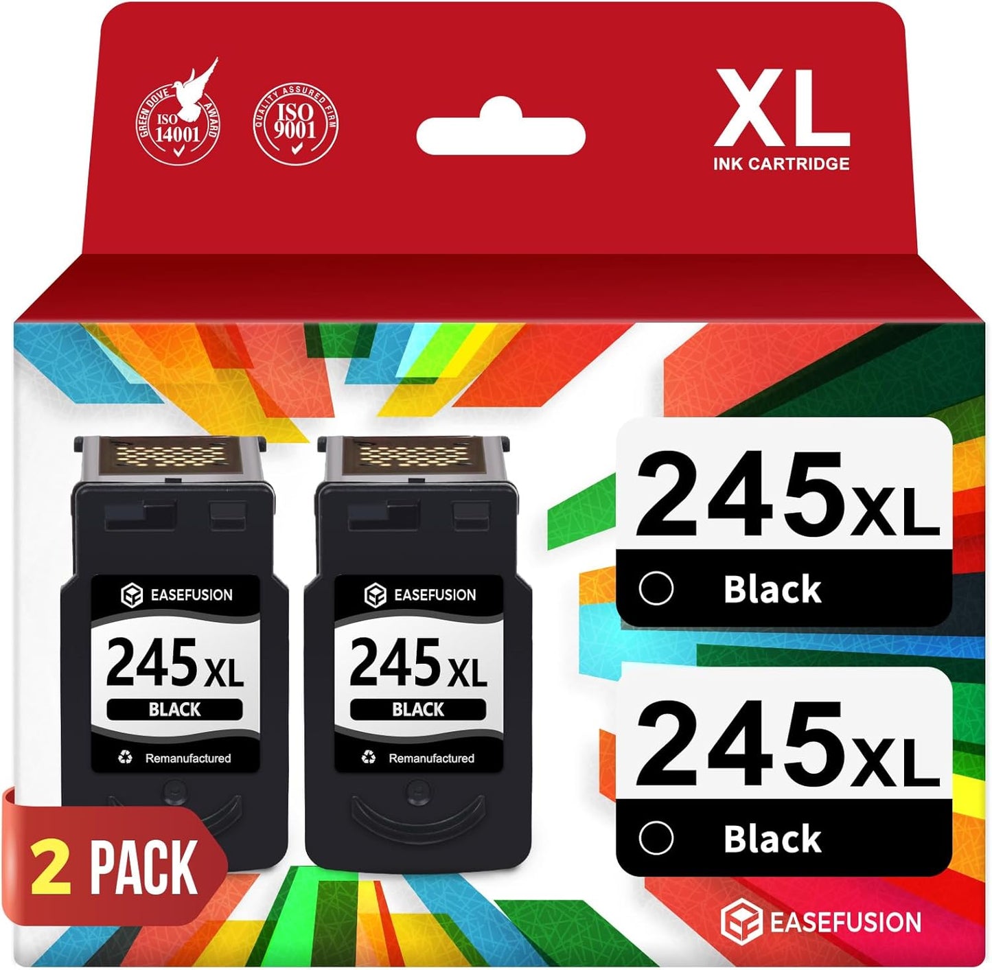 245XL Ink Cartridges Replacement for Canon 245XL Black Ink Cartridges 245 XL PG-245 PG-245XL for Canon Pixma MX490 MX492 MG2522 TR4520 TS3322 TS202 MG2500 TS3122 TR4500 Printer Ink 245