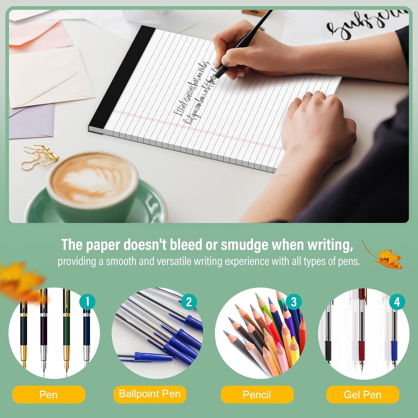 24 Pack Legal Pads 8.5 x 11 Note Pads 8.5 x 11 Inch Notepad 720 Sheets Writing Pads Wide Ruled Lined Paper Pads White Paper Note Pads 8.5 x 11 with 30 Sheets Per Legal Pad for School, Office, Home