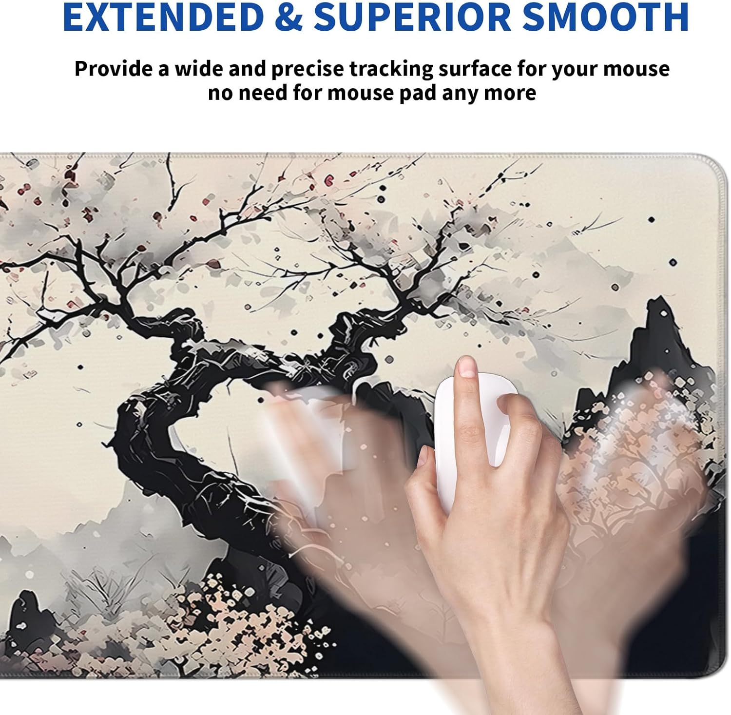 Japanese Mouse Pad, Large Japanese Desk Mat, XL Anime Gaming Keyboard Mat, Non-Slip Rubber Base, Big Extended Desk Protector for Office and Home, 31.5”x11.8”