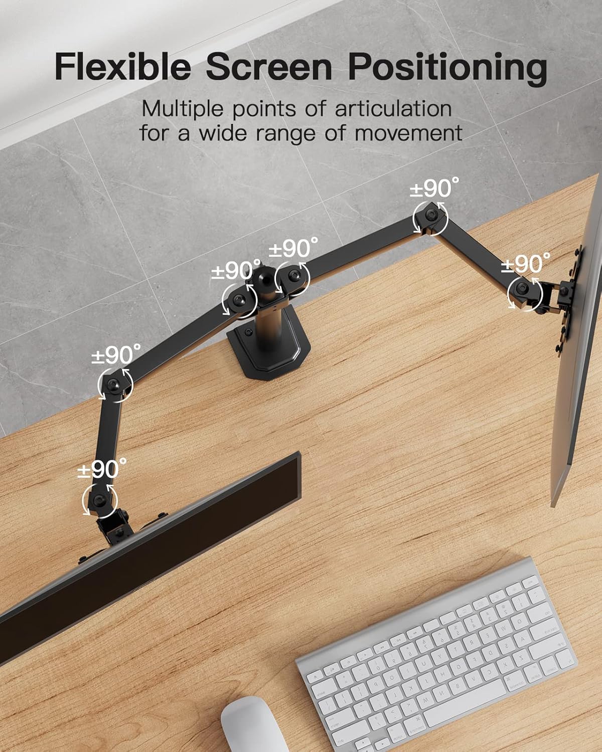 HUANUO Dual Monitor Mount for 2 Monitors up to 30 inches, Heavy Duty Dual Monitor Stand Holds up to 22 lbs, Dual Monitor Arm with Height Adjustable Tilt Swive Rotate, VESA Hole 75mm or 100mm