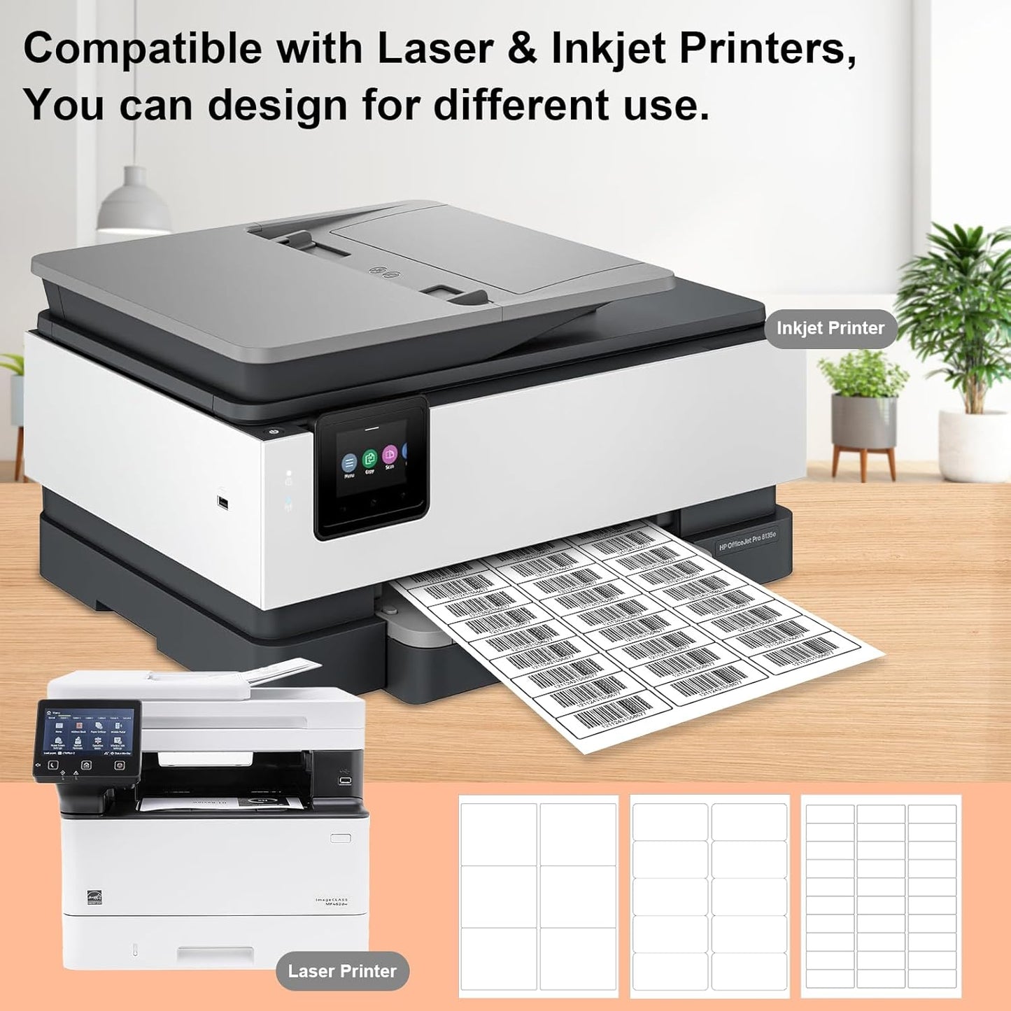 30 UP 6000 Stickers 200 Sheets 1" x 2-5/8" Shipping Return Address Labels for Laser Inkjet Printer, White Blank Mailing Labels