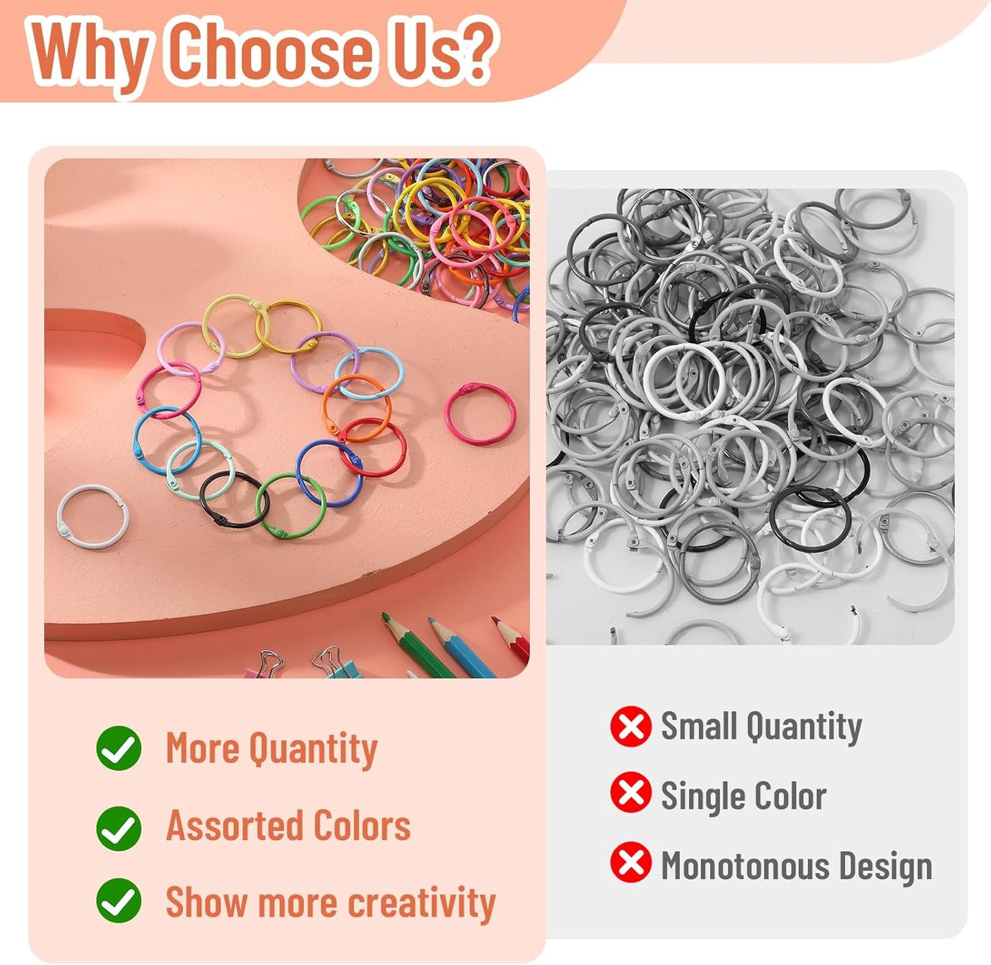 150 Pcs Loose Leaf Binder Rings Colorful Book Rings Metal Notebook Paper Flash Cards Keychain for Index Cards Students Teachers Workers School Office, 1 Inch, 30 Colors