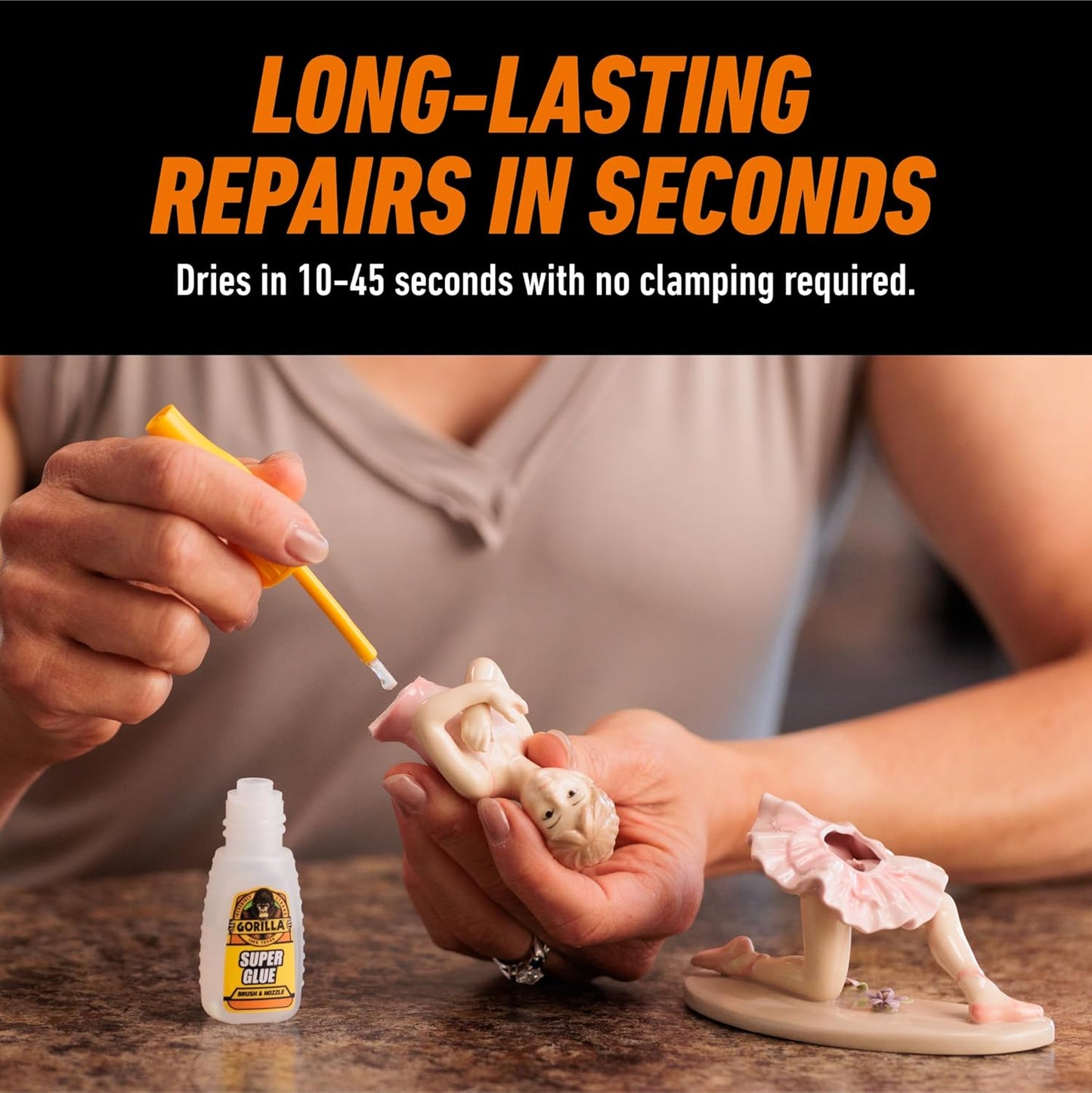 Gorilla Super Glue with Brush & Nozzle Applicator, Clear Glue, 12 Gram (Pack of 2) - All Purpose and Fast Setting for Projects and Repairs