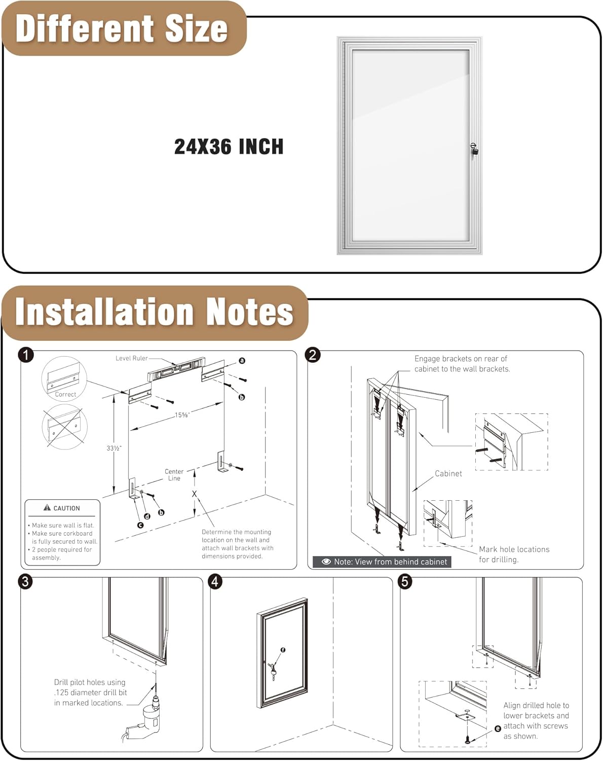 36"x24" Enclosed Bulletin Board, Outdoor Lockable Weather-Resistant Aluminum Noticeboard for School & Office, Silver Frame w/Magnetic Board