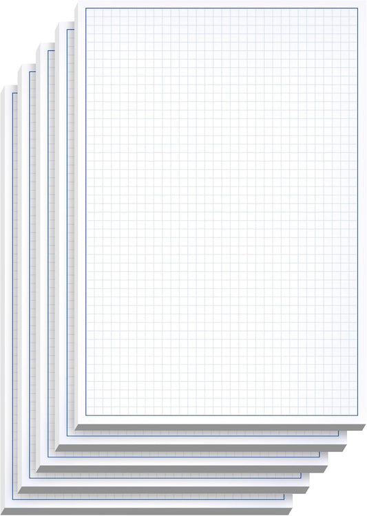 Graph Paper Pad for Blueprint Drawings, Drafting, Engineering Drawing, and Planning - Graph Paper 8.5x14 Blueprint Quadrille Grid Paper Pads with Blue Lines, High Brightness 50 Sheets (5-Pack)