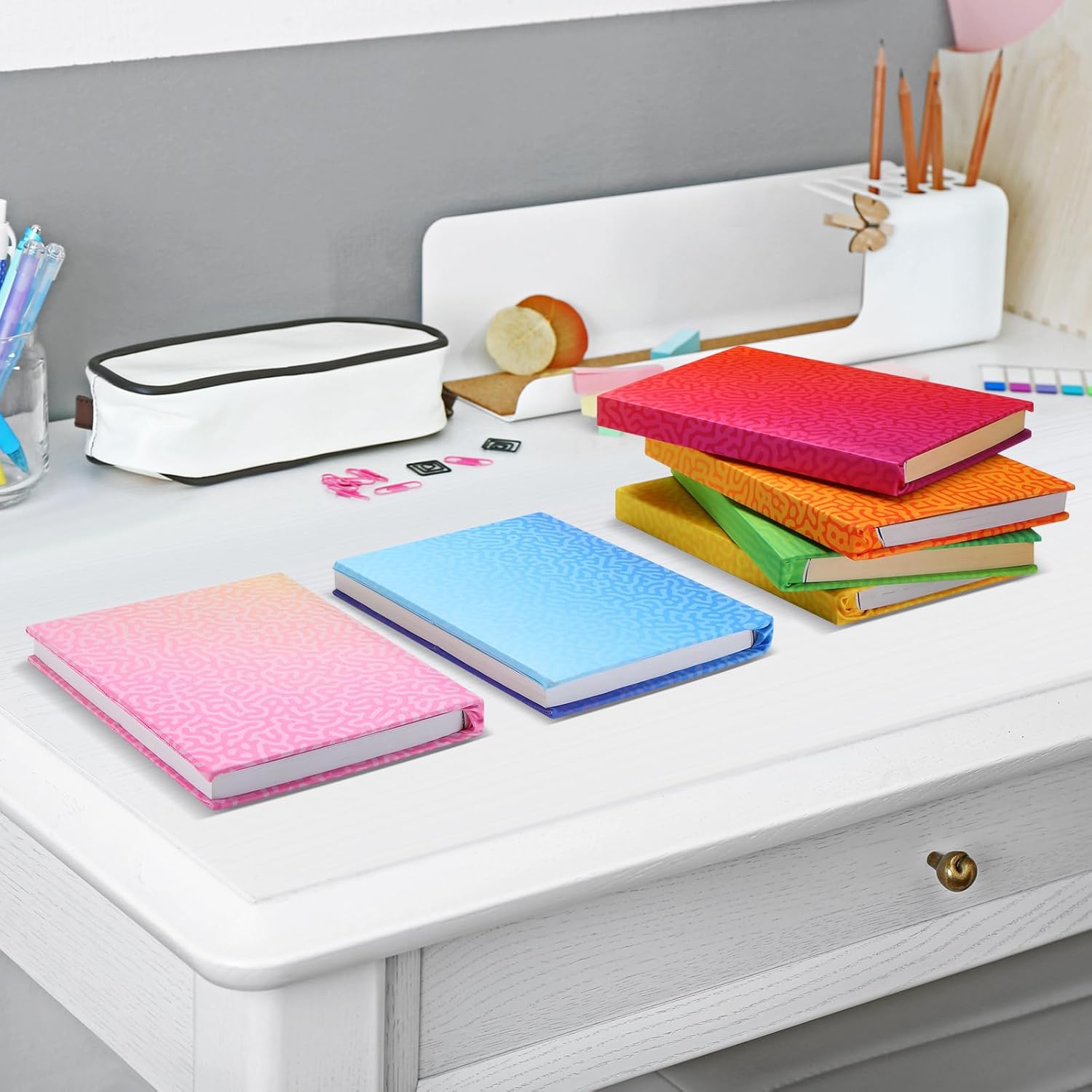 Yexiya 6 Pcs Stretchable Book Cover Jumbo Fabric Book Covers Colorful Pattern Book Protector Washable Reusable Protective Textbook Cover for Hardcover Textbooks up to 9 x 11 in (Funny Pattern)