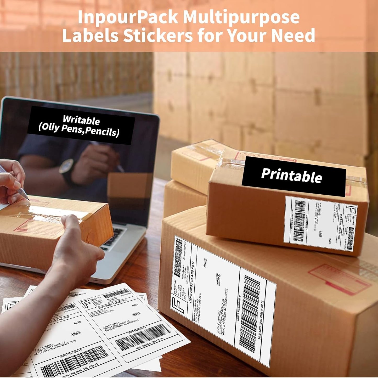 1000 Half Sheet Self Adhesive Shipping Labels, 8.5" x 5.5" Address Labels Laser/Ink Jet White Blank Shipping Stickers(500 Sheets)