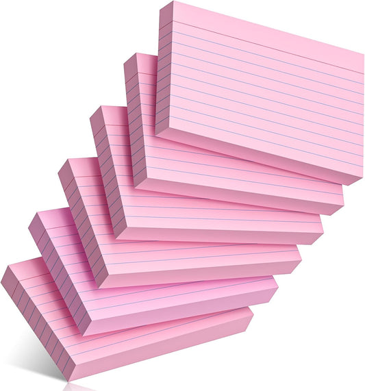 300 Count Index Cards 3 x 5 Inch Ruled Pink Index Cards, Flash Cards College Ruled for School, College, Office and Home Organization, Durable Study To Do List Note Cards with Ruled Lines