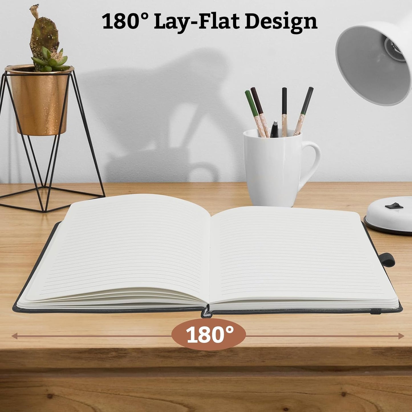 Hardcover Lined Bullet Dotted Journal Notebook, A5 140 192 Pages 100 120Gsm Paper College ruled for School,Work,Travel,and Daily Planning，5.7''*8.3'' (1, Black, A5 Lined)