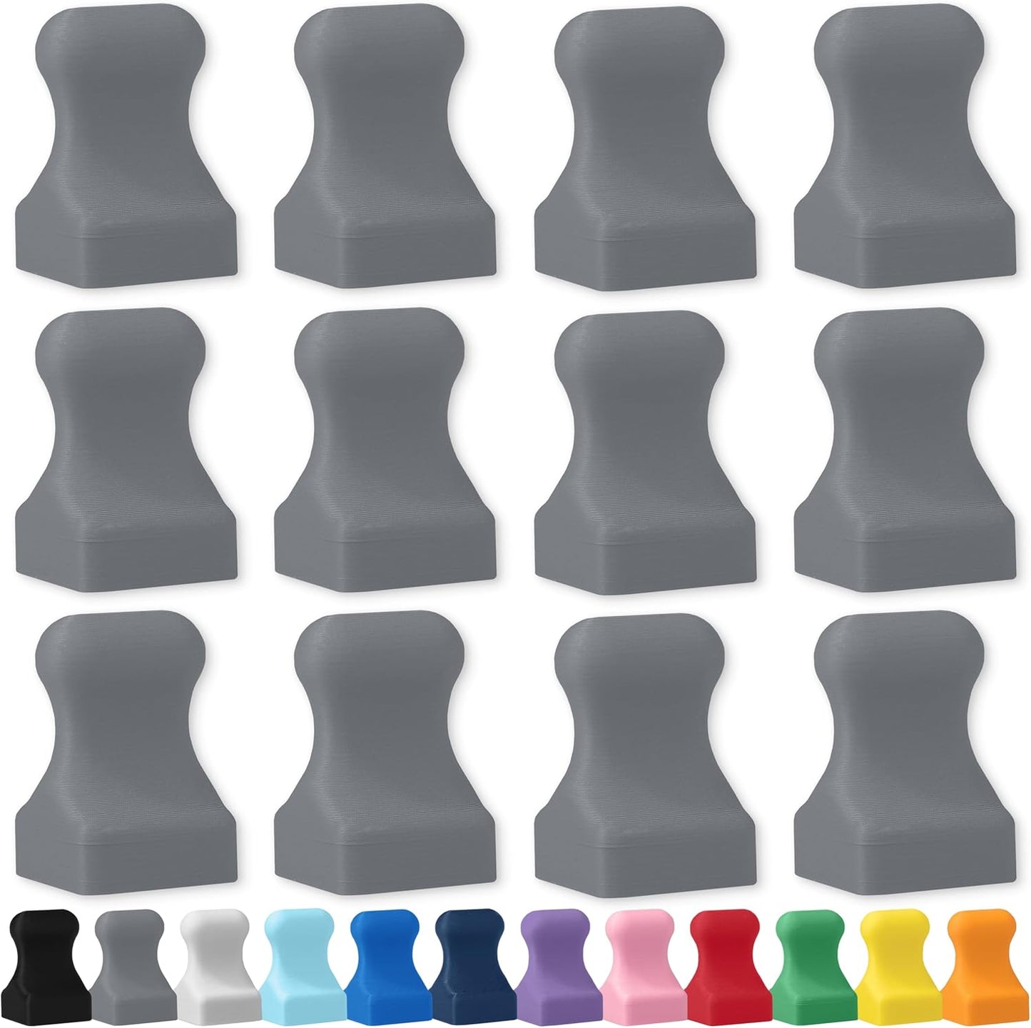 Glassboard Studio MiniPawn Magnet - Strong Neodymium Rare Earth Magnets for Fridge, Whiteboard, Locker & Magnetic Glassboards - Ideal for Crafting & Office Use - Strong Fridge Magnets (Steel Gray, 12)