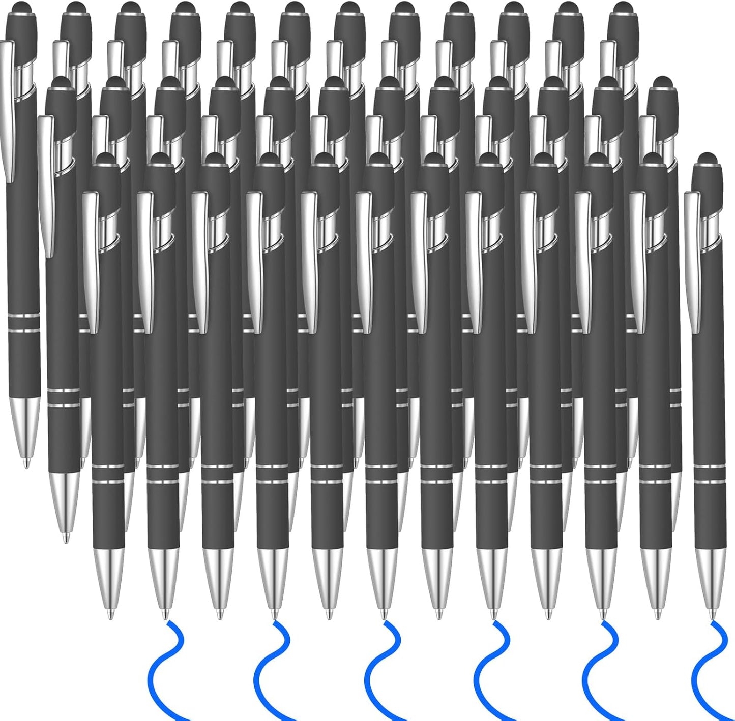 36 Pcs Blue Ink Ballpoint Pen with Stylus 2 in 1 Ballpoint Pen for Touch Screens School Office Coworkers (Coffee)