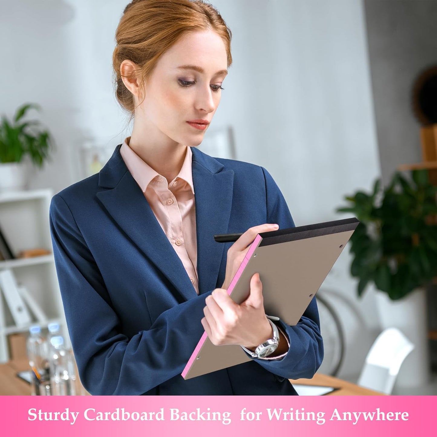 HAUTOCO 12 Pack 8.5 x 11 Legal Pads Pink Wide Ruled Notepads Perforated Writing Pads, 30 Sheets Per Notepad, 3-Hole Punched Paper, Writing Note Pads for School, Home, Office, Business