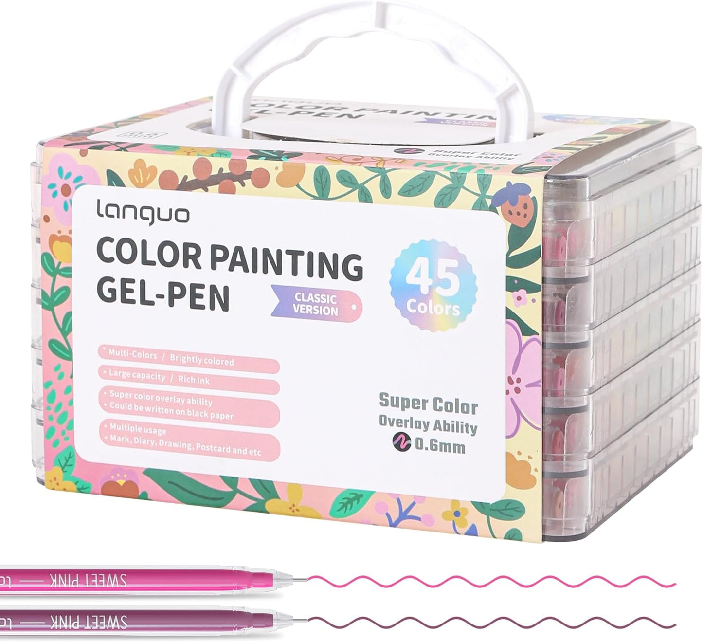 Gel Pens for Adult Coloring Books, 45 Colors Set Gel Colored Pens Marker, Perfect Gel Pens for Adult Drawing Doodling Journaling, Art Supplies and DIY Crafts