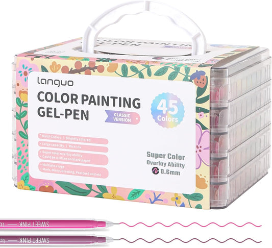 Gel Pens for Adult Coloring Books, 45 Colors Set Gel Colored Pens Marker, Perfect Gel Pens for Adult Drawing Doodling Journaling, Art Supplies and DIY Crafts
