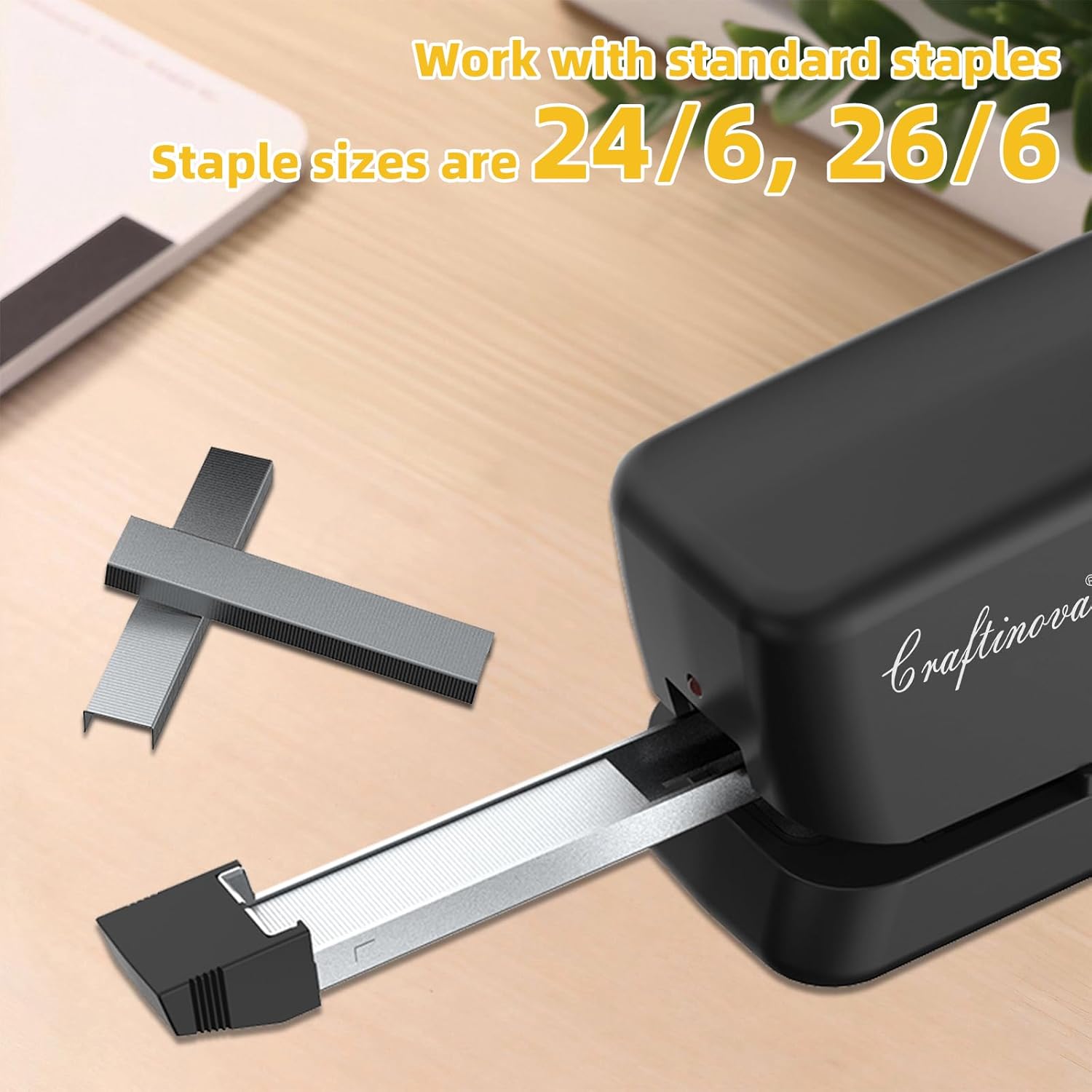 Electric Stapler, Automatic Stapler, Include 2000 Staples and 1 Staple Remover, Heavy Duty, Store 210 Staples，AC or Battery Powered, 25 Sheet Capacity.