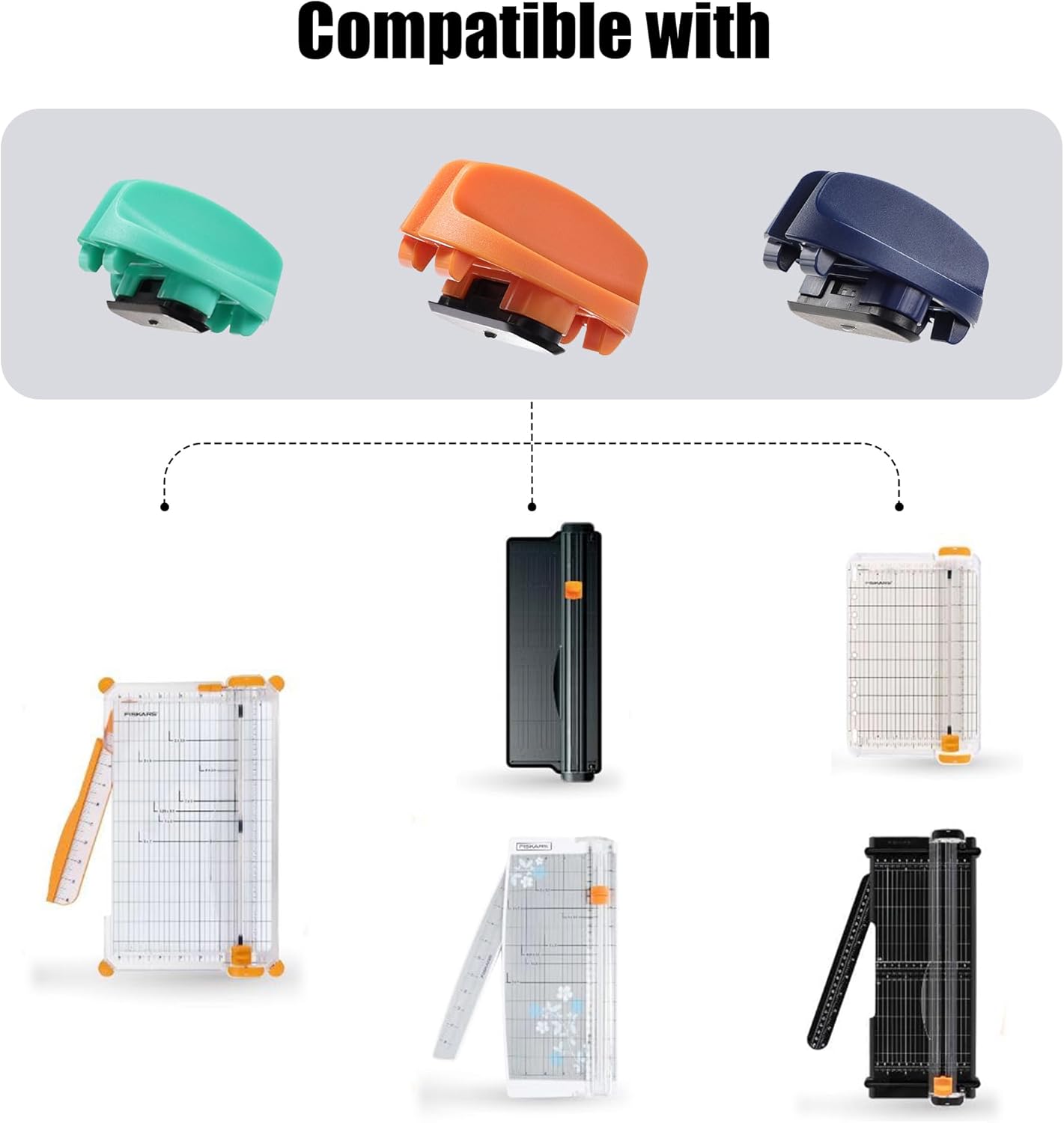 4-Pack Trimmer Replacement Blades for Fiskars Paper Trimmer, Replacement Blade for All Series of Fiskars/Portable&Precision Trimmer,Arts and Crafts,3 Cutting&1 Scoring Blades,a Slider,Orange