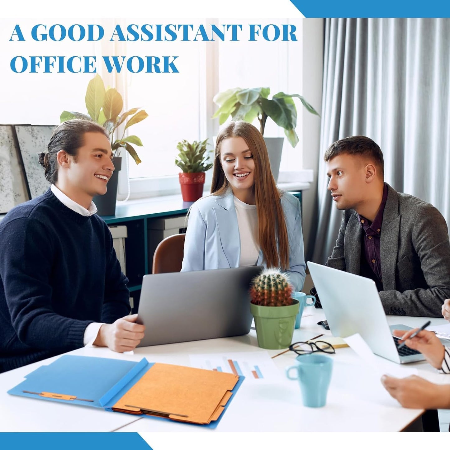 36 Pcs Classification Folders Letter Size, 3 Divider Pressboard File Folder with Fasteners, Expanding File Organizer Bulk for Teachers, Clergy, Office, Church, Christmas Donations (Blue)