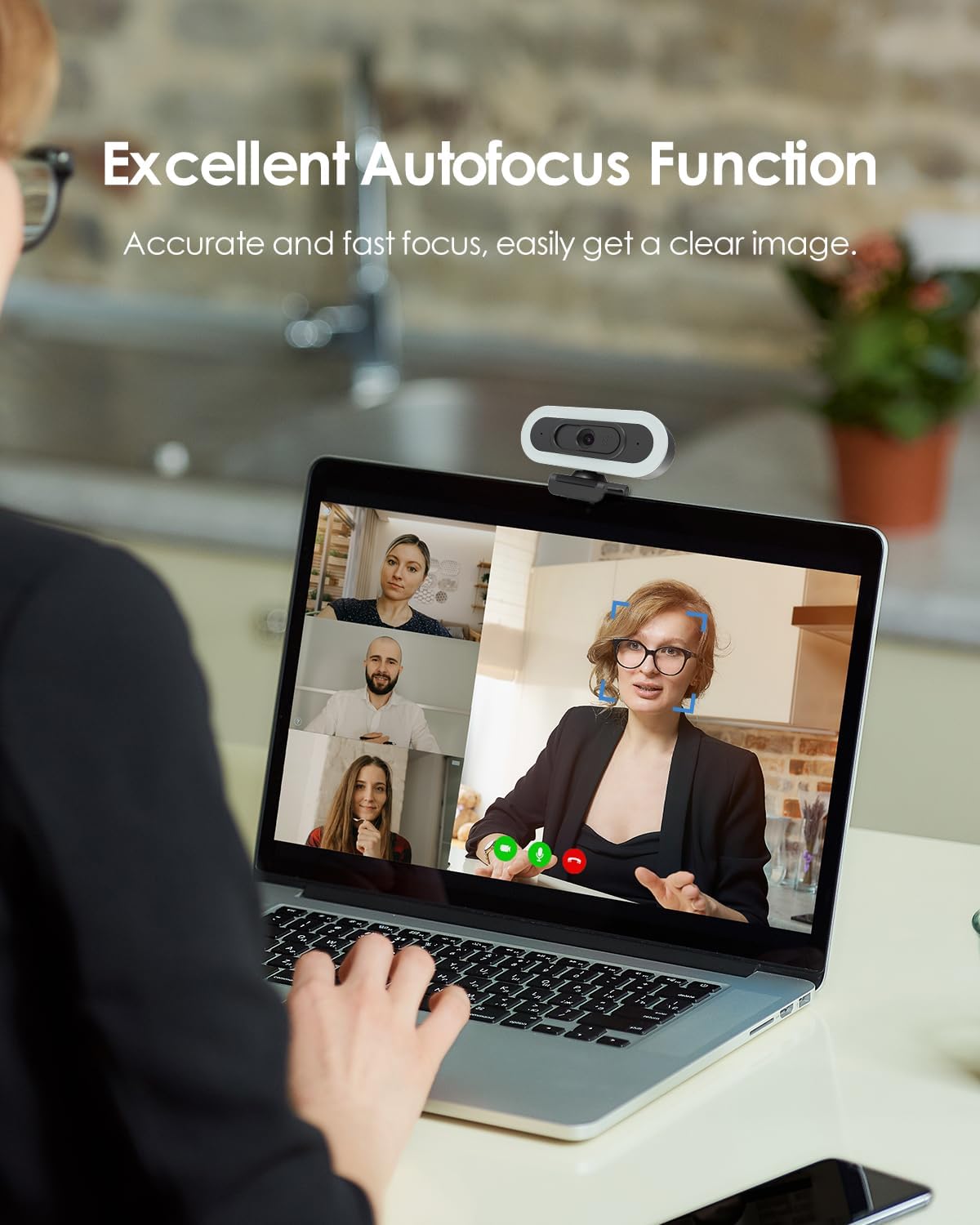 2K 50FPS Webcam for PC/Mac, Computer Camera with Fill RGB Lights, 2 Noise-Canceling Microphone, Autofocus and Tripod for Meeting, Live Streaming, Video Calls, Gaming, Works with Zoom, Skype, Teams