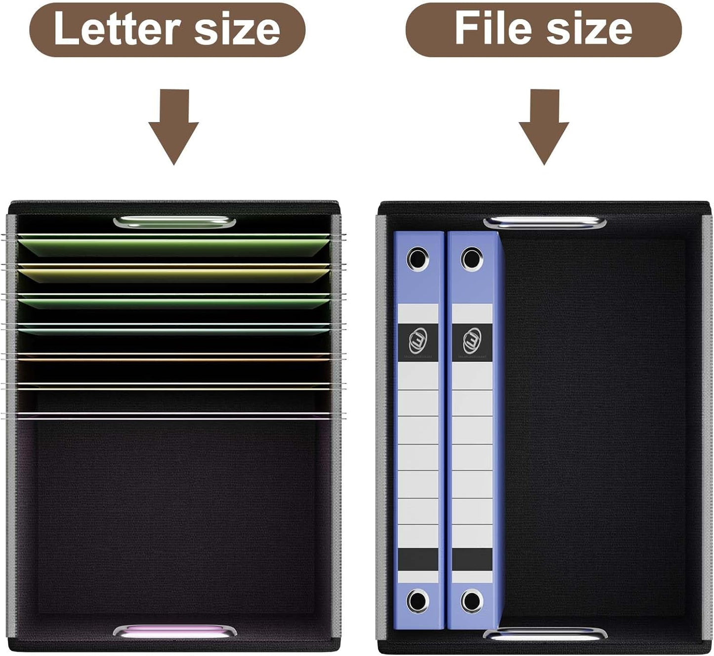 Huolewa File Organizer Boxes with Lids, Collapsible Faux Leather Hanging File Folder Box Organizer with Plastic Slide, Decorative Home/Office Filing System Boxes for File and Folders Storage