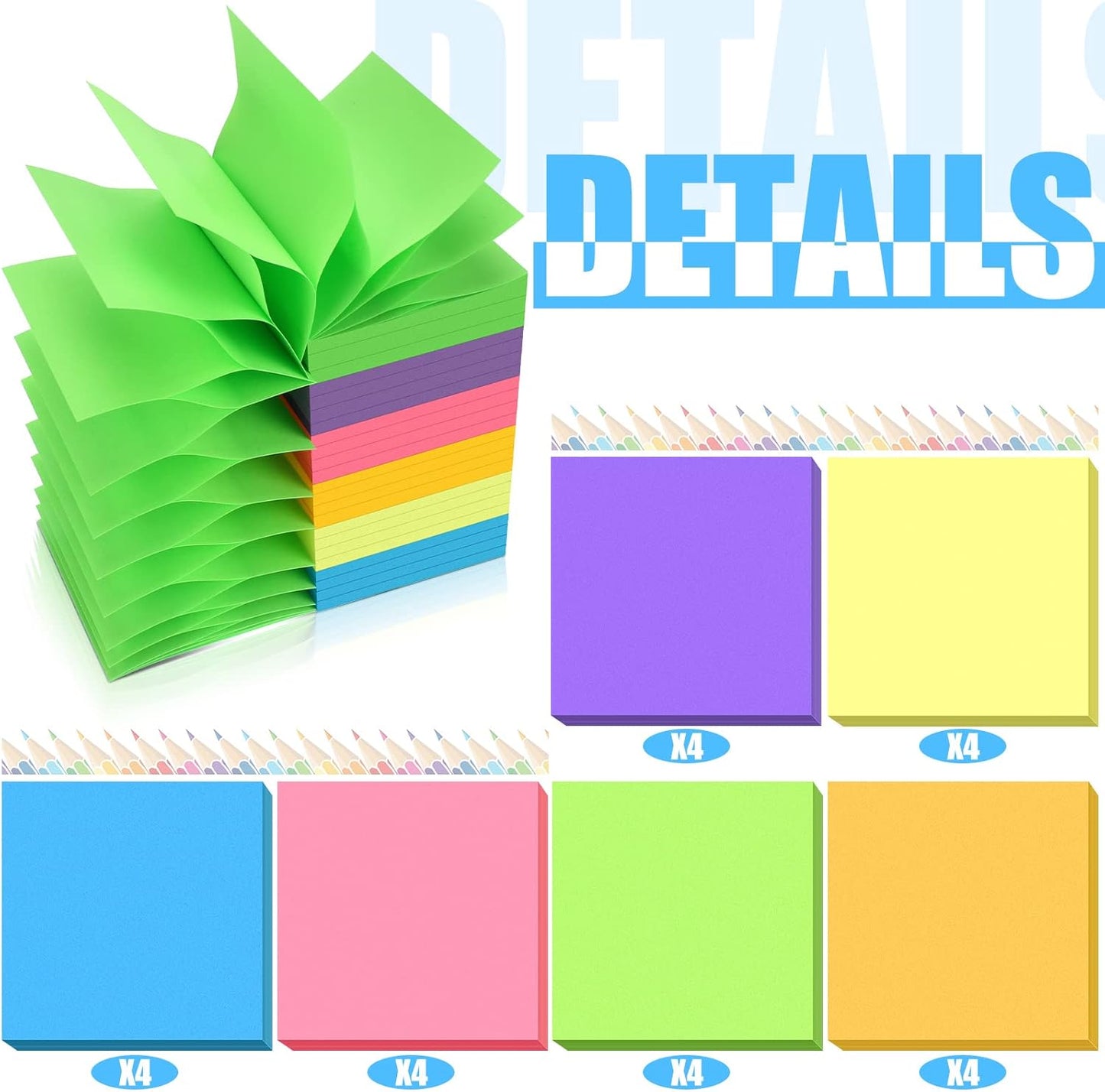 24 Pack Pop Up Sticky Notes 3 x 3 Refills 1200 Sheets Colored Sticky Notes Self Adhesive Memo Pads for Home Office Supplies(Dark Color, Classic)