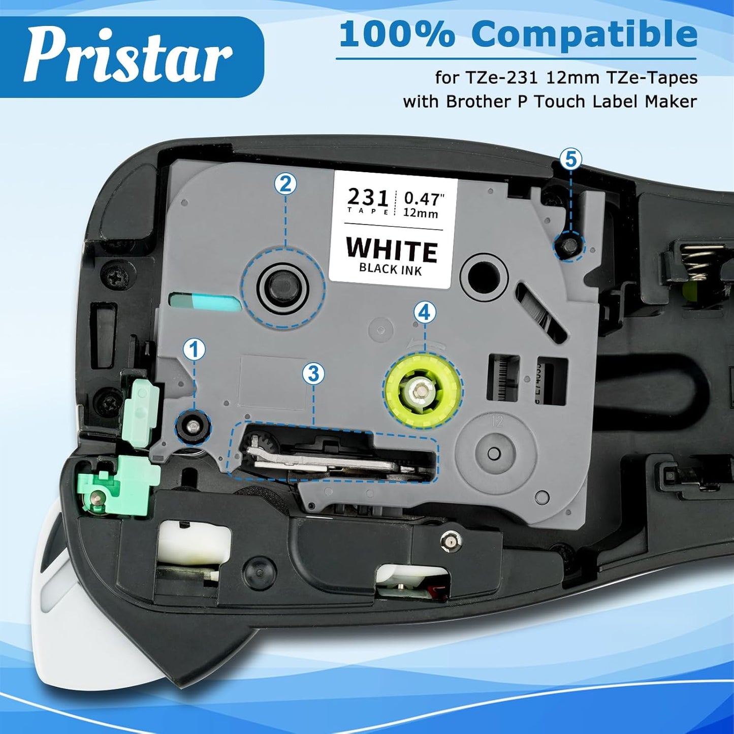 30x Replace for Brother Label Maker Tape 12mm 0.47 Laminated White TZ Tape Work with Brother P Touch PTH210 PTD220 PTH110 PT-1280 PT-1880 Label Maker Refills, Black on White, 1/2 Inch x 26.2 Feet