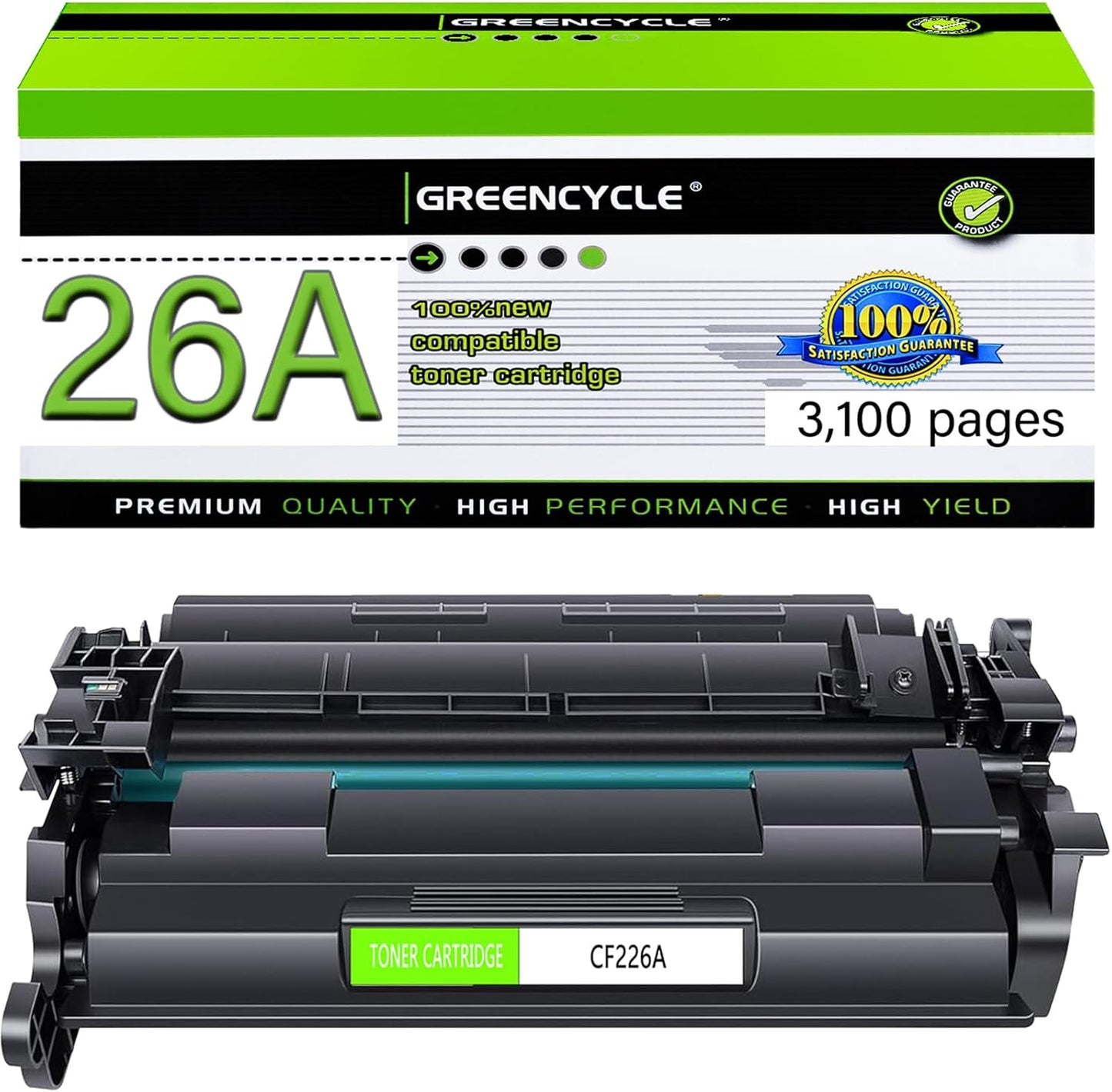 greencycle 26A M426fdw Compatible Toner Cartridge Replacement for HP 26A CF226A 26X CF226X for HP Laserjet Pro M402n M402dn M402dw M402dne MFP M426fdw M426dw M426fdn Printer (Black, 1-Pack)