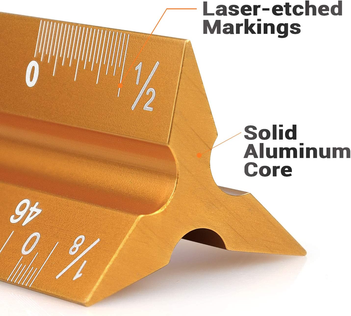 12" Architectural Scale Ruler Aluminum Architect Scale Triangular Scale Ruler for Architects, Draftsman, Students and Engineers, Golden