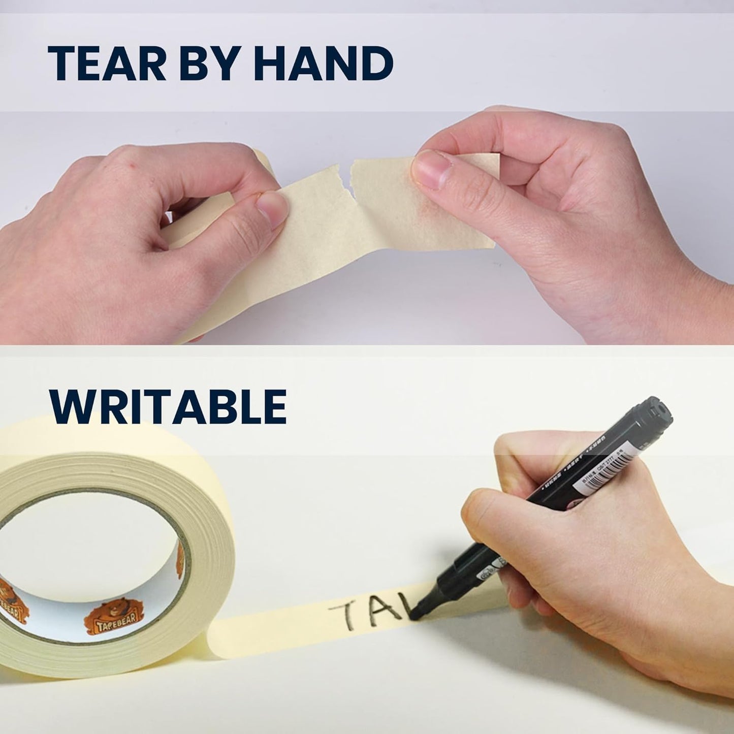 General Purpose Masking Tape 0.7 Inches x 60 Yards, Beige White Painters Tape for Painting, Labeling, DIY Arts Crafts, Home Office School Projects, 10 Rolls