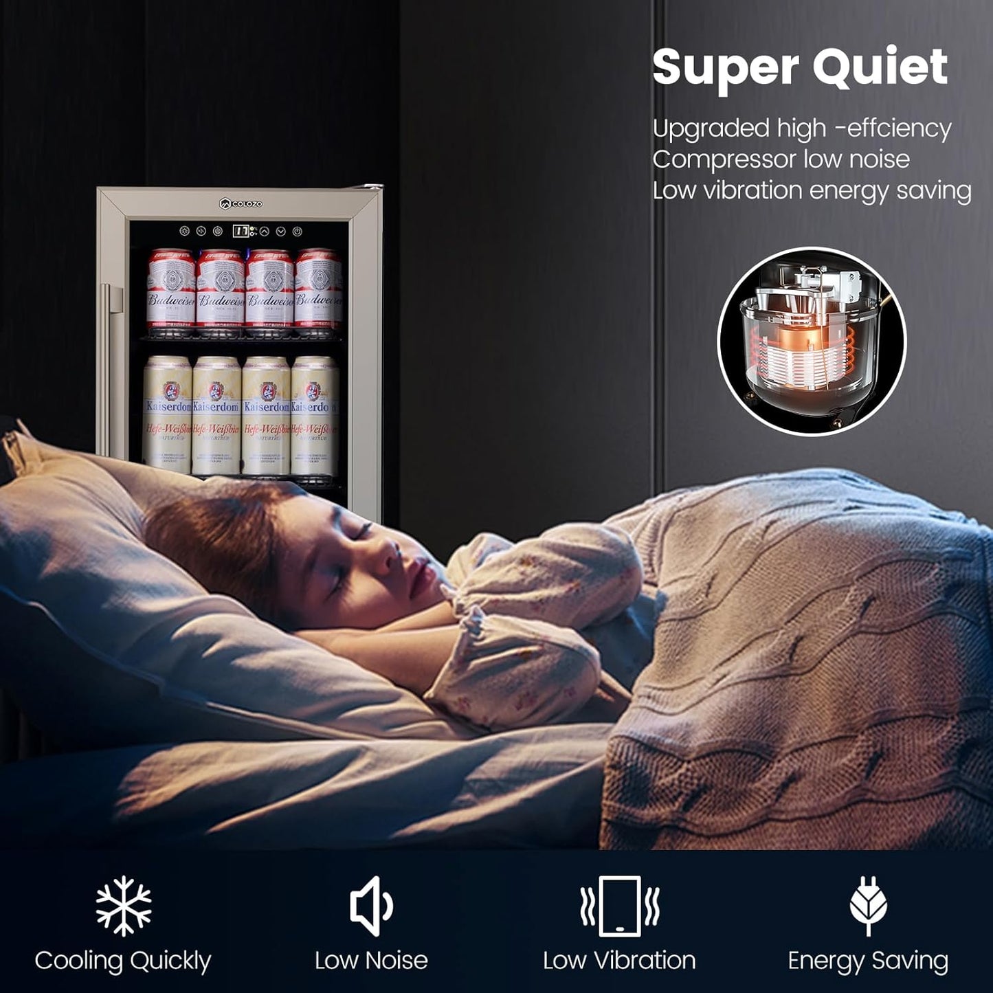 15 Inch Beverage Refrigerator Under Counter, 130 Cans Beverage Fridge with Tempered Glass Door & Lock, 37-65°F Beverage Cooler For Home/Bar, Built-in/Freestanding Mini Drink Cooler(3.53 cu.ft)