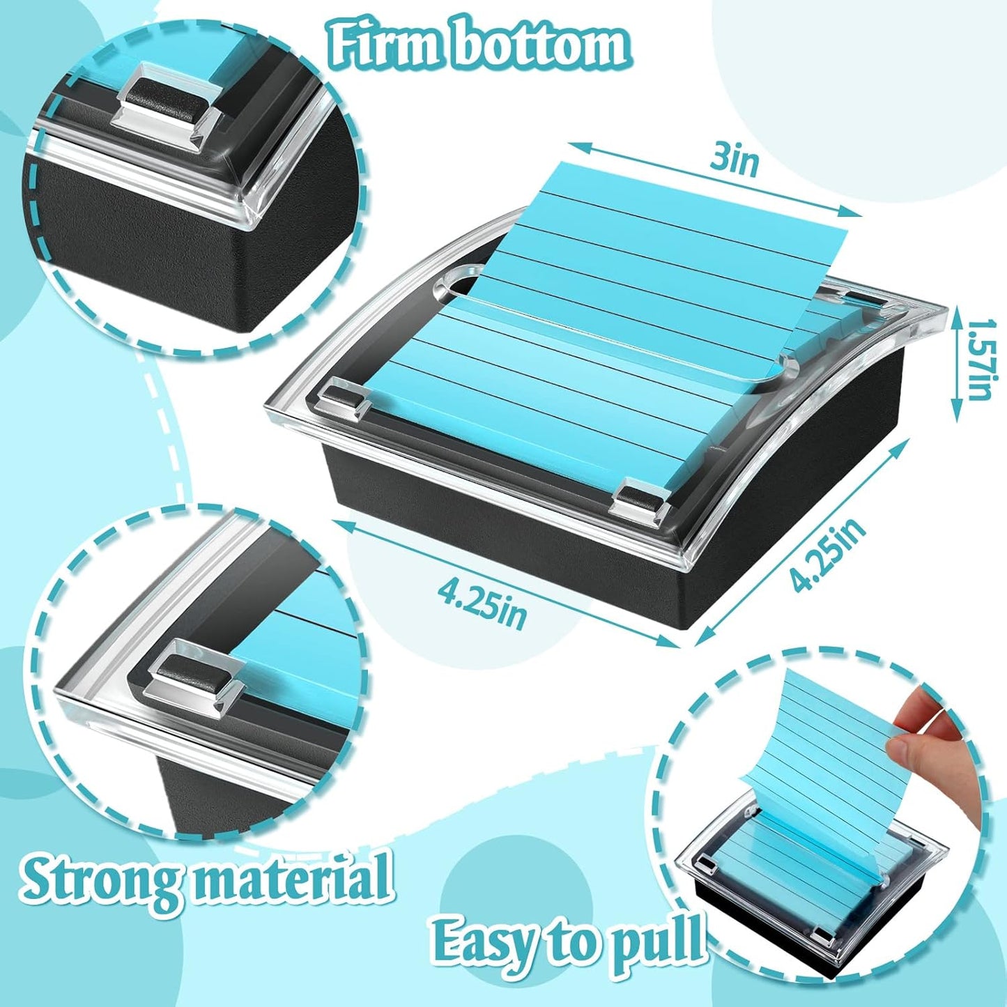 14 Pop up Sticky Note with 2 Pack Pop up Notes Dispenser Black Base Clear Top Sticky Note Holder Memo Pads Blank Adhesive Notes 3x3 Refills for Back to School Office Supplies, Assorted Colors