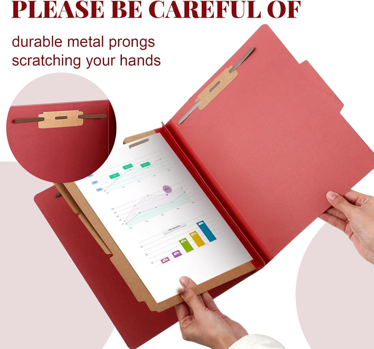 24 Pcs Classification Folders Letter Size, 3 Divider Pressboard File Folder with Fasteners, Expanding File Organizer Bulk for Teachers, Clergy, Office, Church, Christmas Donations (Red)