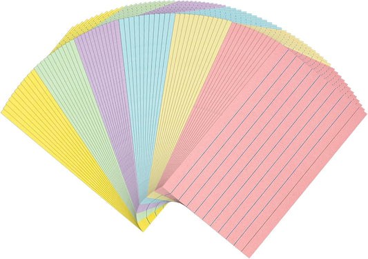 300Pcs Colored Index Cards 5x8, Goefun Lined Flashcards, 6 Color Notecards for Studying, Recipes, Memo Cards, Office Supply, To Do List, Presentation