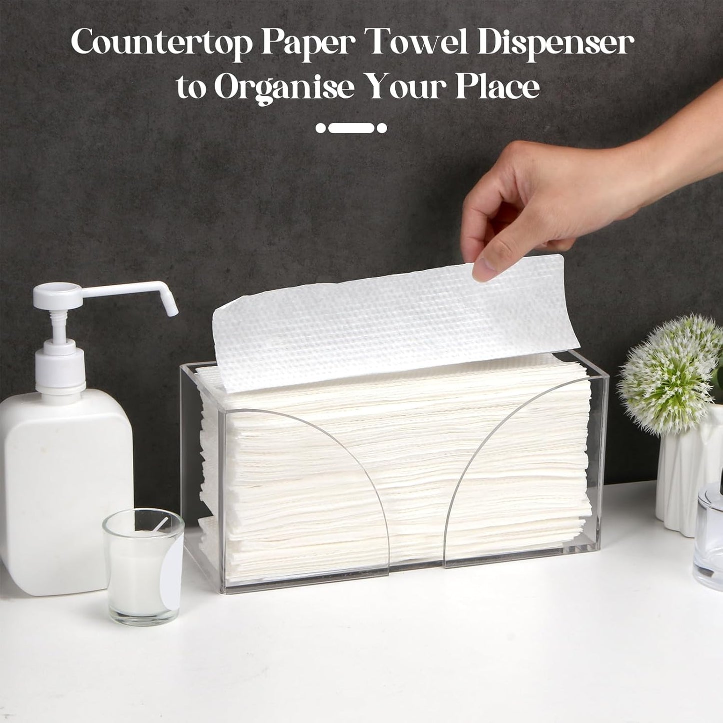 1PCS Paper Towel Holder, Acrylic, Clear, Minimalist, Countertop, Bathroom, Kitchen, Napkin Holder, Z-fold, C-fold, MultiFold Trifold