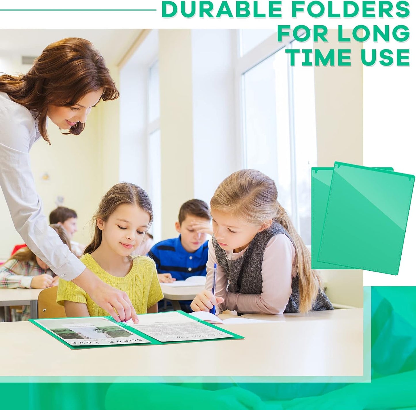 Henoyso 72 Pcs Plastic Take Home Folders with 2 Pockets Parent Teacher Classroom Communication Homework Folder for Students Parent Teacher Connect (Green)