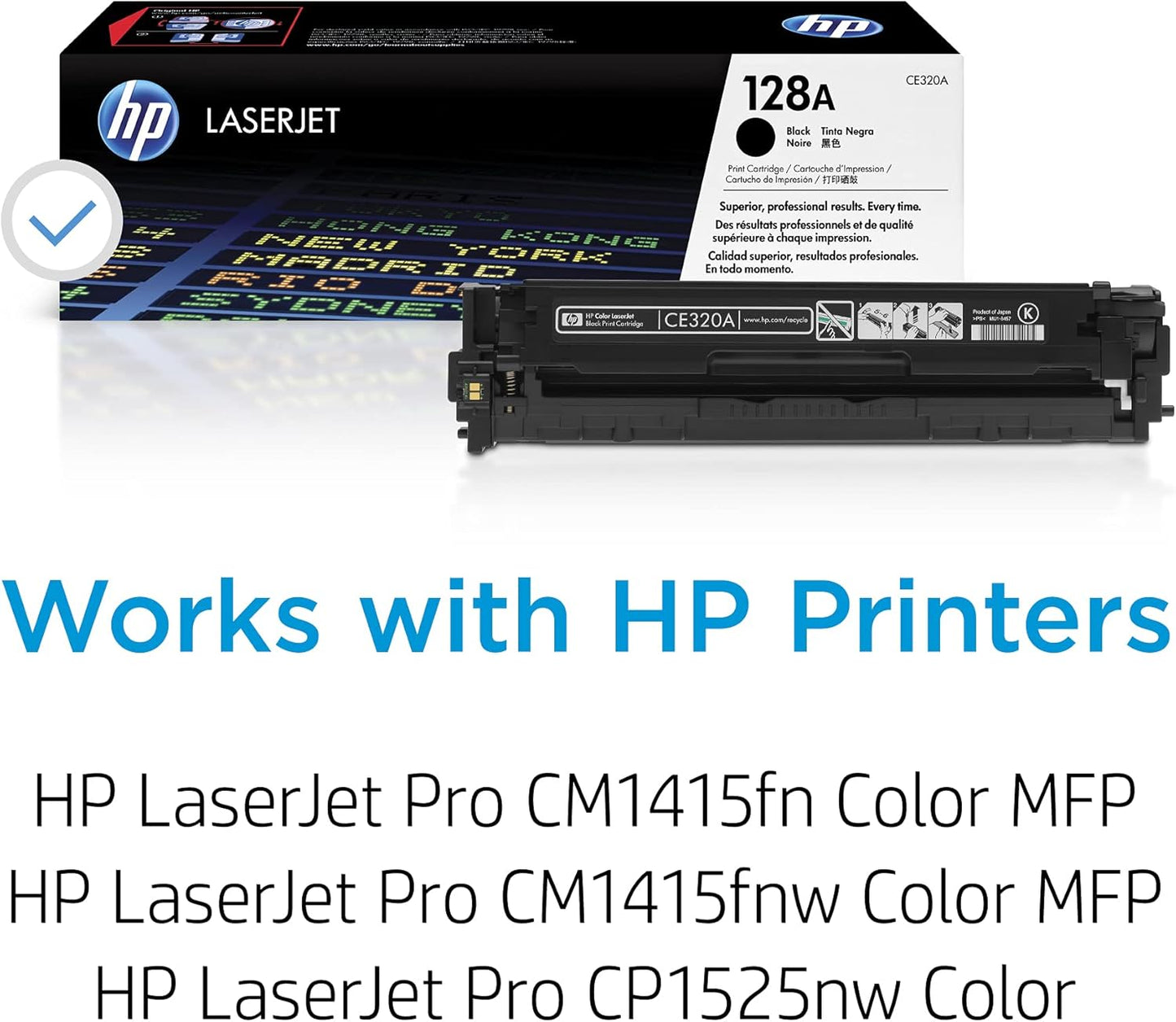 HP 128A Black Toner Cartridge | Works with HP LaserJet Pro CM1415 Color, CP1525 Color Series | CE320A