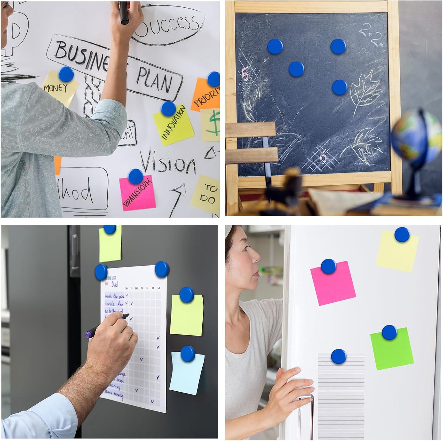 Fridge Magnets, 40 Pcs Heavy Duty Round Magnets for Whiteboard, Fridge, Locker, Office, Classroom - Blue