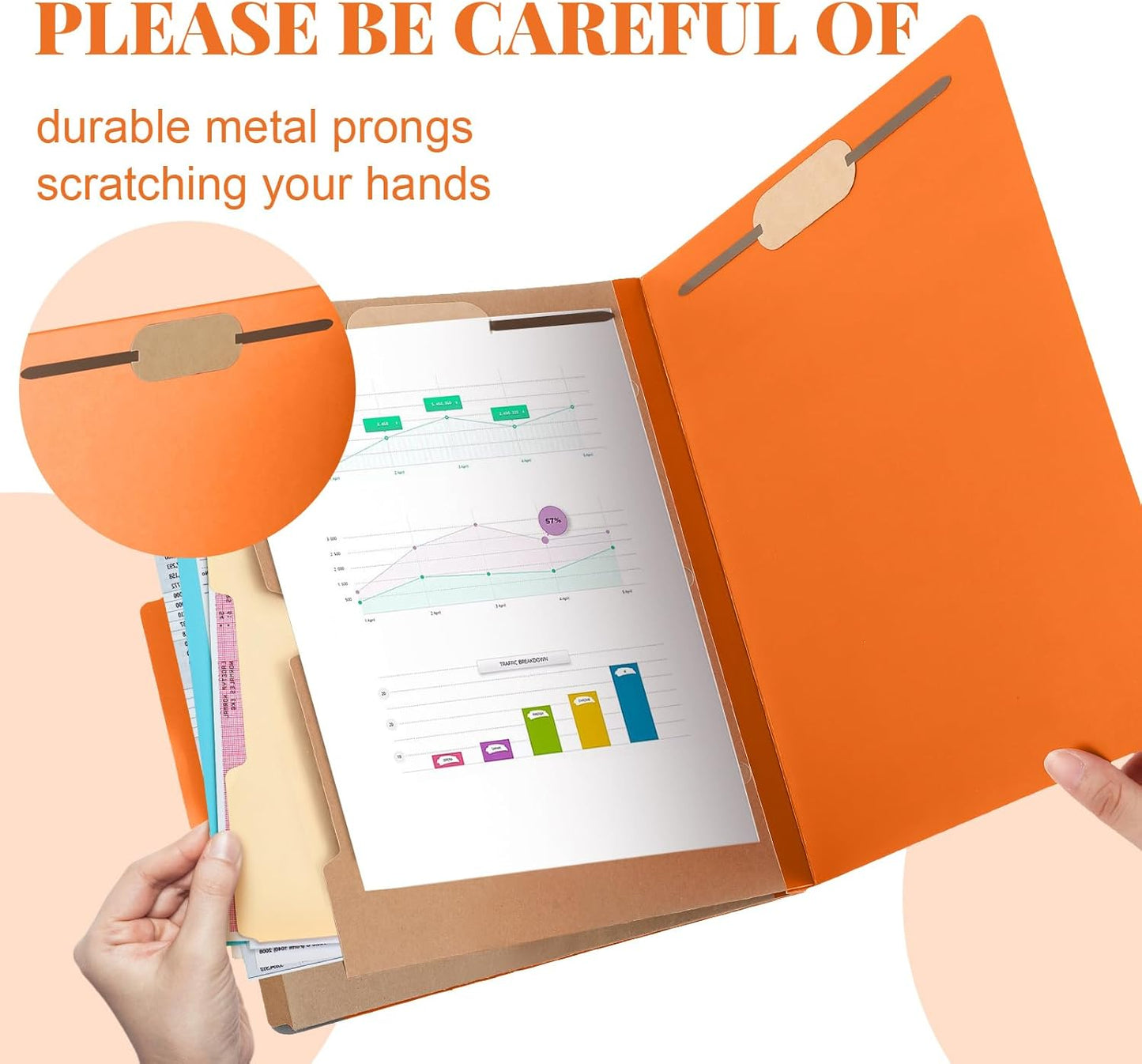 12 Pcs Classification Folders Letter Size, 2 Pocket Dividers Pressboard File Folder with Fasteners, Expanding File Organizer Bulk for Teachers, Clergy, Office, Church, Christmas (Orange)