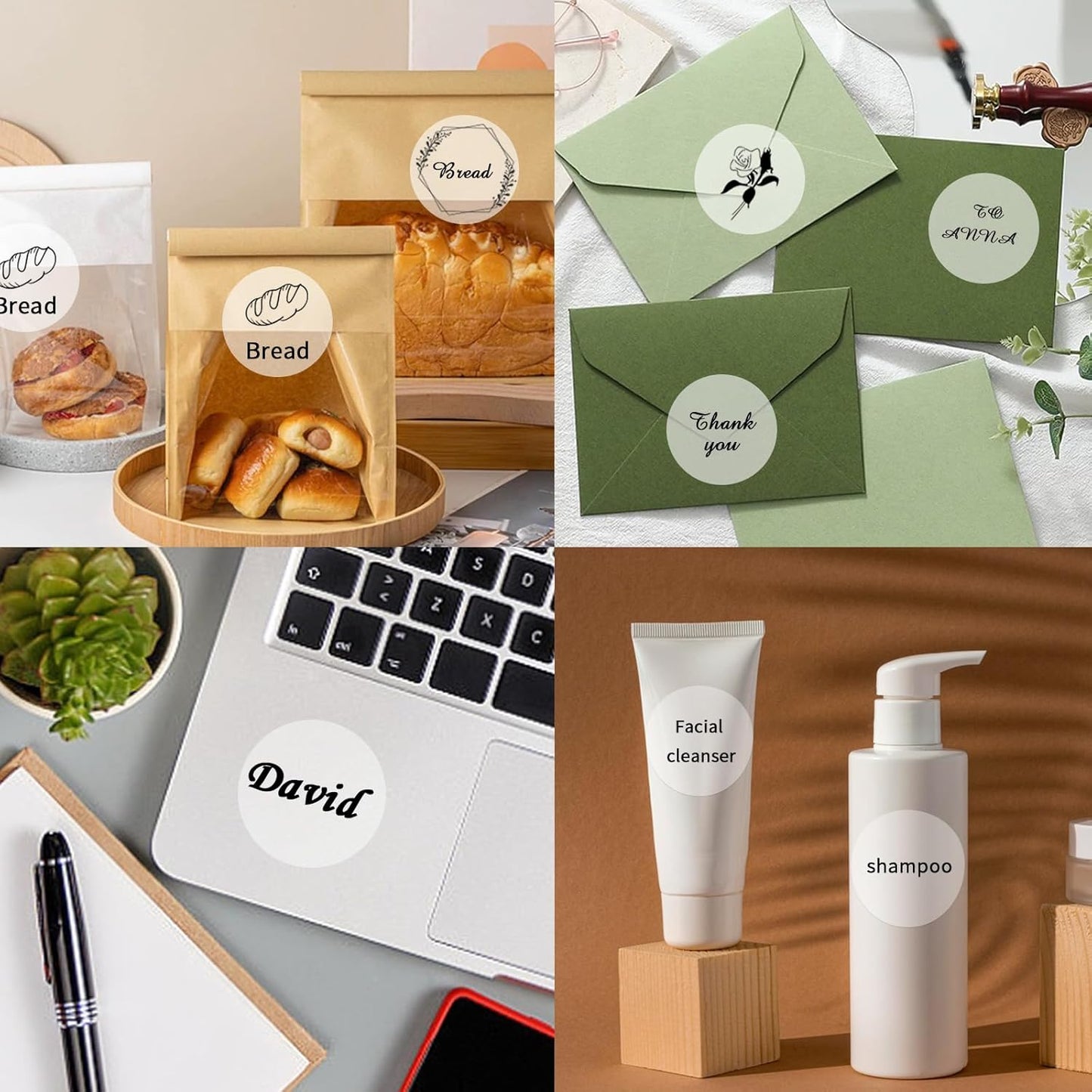 2" Round Transparent Thermal Label Stickers,Self-Adhesive Direct Clear Thermal Labels,500 Sheets with Perforation Line in ROLL