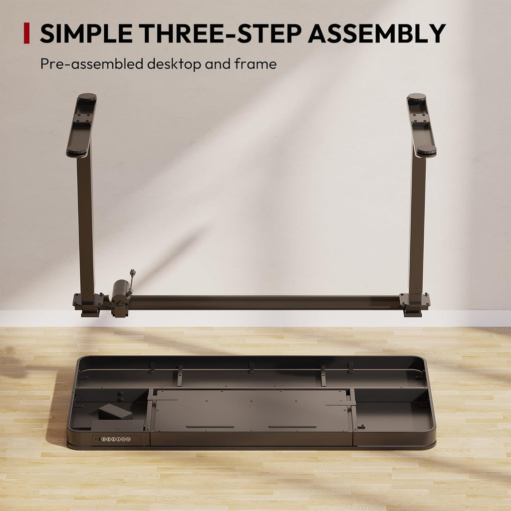 Standing Desk with Drawer, Electric Height Adjustable Home Office Desk with Storage & USB Ports, 48 inch Black Wood Tabletop/White Frame