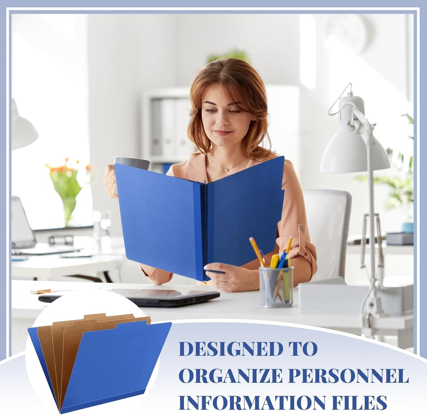 24 Pcs Classification Folders Letter Size, 3 Divider Pressboard File Folder with Fasteners, Expanding File Organizer Bulk for Teachers, Clergy, Office, Church, Christmas Donations (Dark Blue)