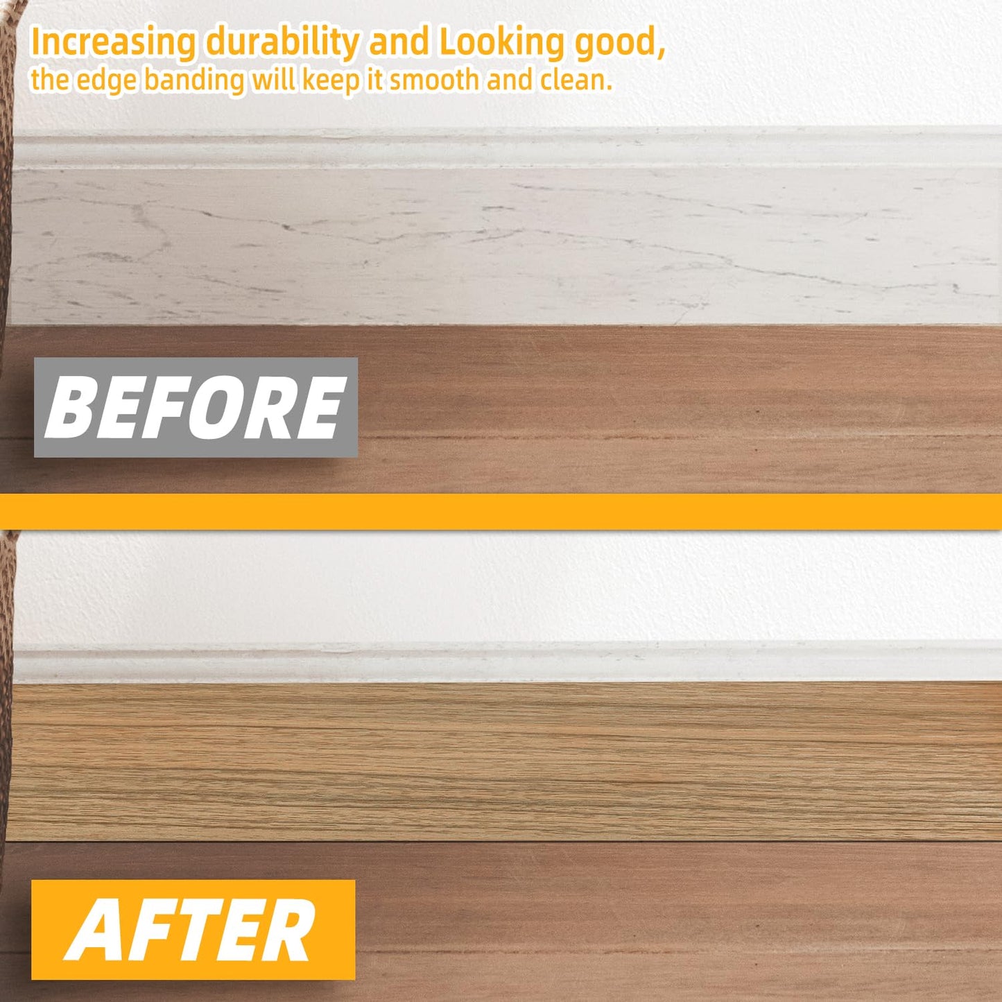 GSCIT Club Natural Walnut Wood Tape, 2.4 inch X 15ft Self Adhesive Wood Grain Tape Walnut Repair Patch for Tables, Chairs, Baseboards, Doors, Windows, Floors, Handicraft DIY.