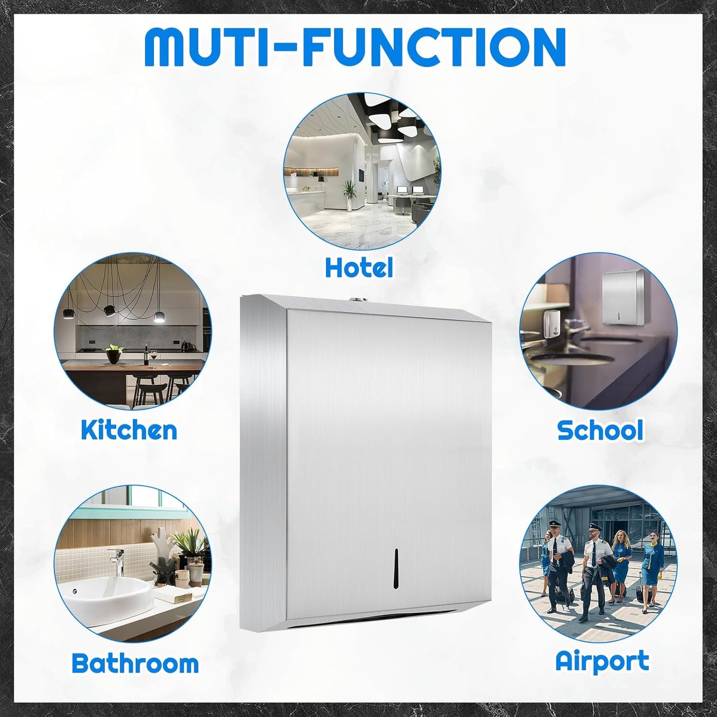 2 Pcs Commercial Soap Dispenser and Paper Towel Dispenser Set with Lock-Stainless Steel,Wall Mount,Large Capacity Manual Liquid Pump Rust Proof Leak Free for Commercial Home Bathroom