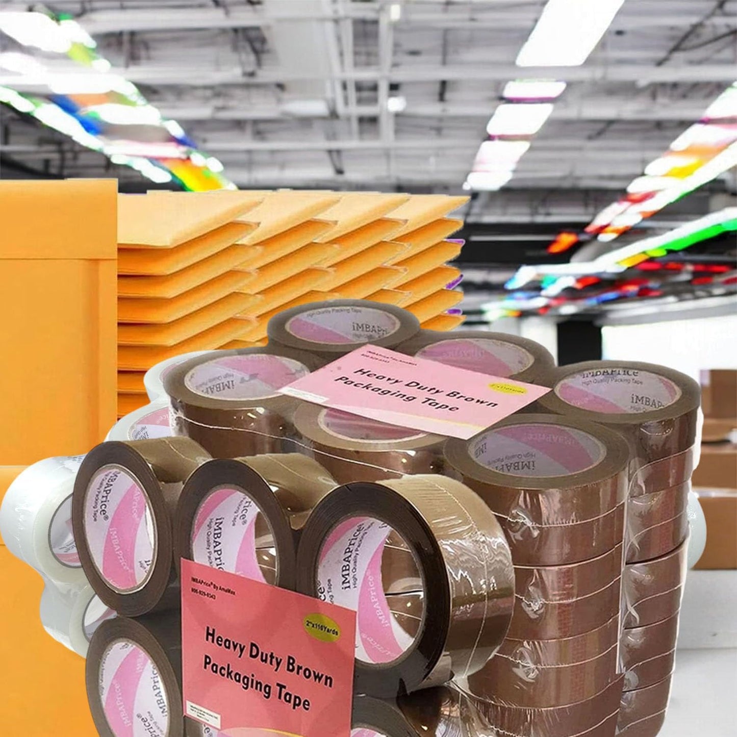 iMBAPrice 2-inches Brown Sealing Tape 6 Roll of 110 Yards (6X 330 Feet) Long 2" Wide Tan/Brown Color Shipping Packaging Tape