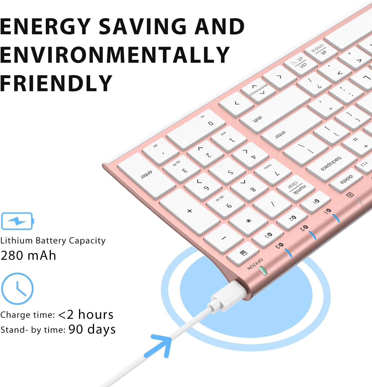 iClever BK10 Bluetooth Keyboard, Universal Bluetooth 5.1 Wireless Keyboard with Number Pad, Ergonomic Design, Multi-Device Compatibility, Stable Connection for Mac, iPad, iPhone, Android, Windows