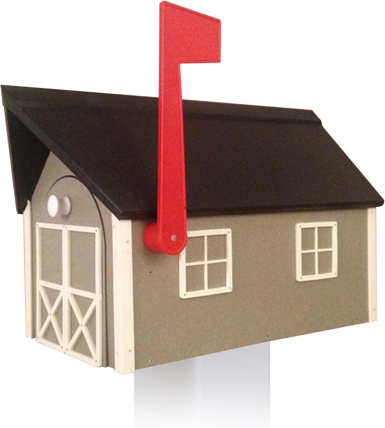 Peaceful Classics Poly Mailbox- Durable, Weather-Resistant Amish Craftsman Mailboxes for Outside Uses Like Front Yard and Road Side- Long-Lasting, Decorative, Modern Mailbox (Clay with White Trim)