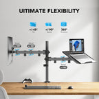 HUANUO Adjustable Monitor Stand, Single Arm Desk Mount for 32 inch Screen and 17 inch Laptop, Heavy Duty Ergonomic Bracket Holds 22lbs